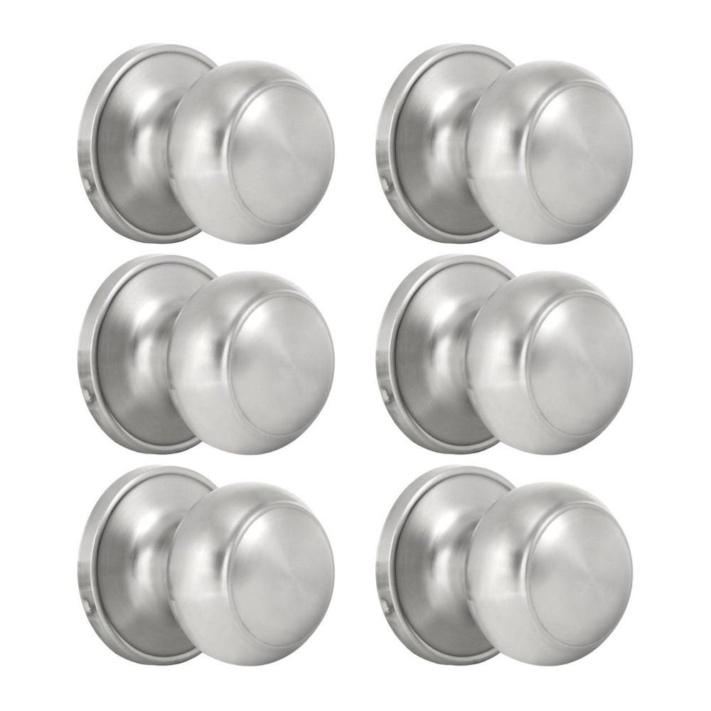 (Pack Round Single Dummy Door Knobs, Individual Non-Turning 6 Satin Nickel